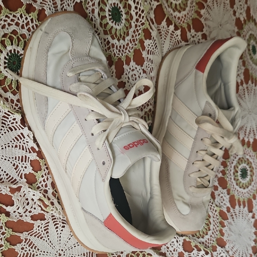 Adidas Women's White and Red Sneakers